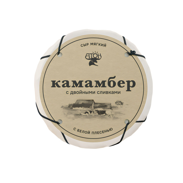 Сыр Атон 150г Камамбер с двойными сливками с белой плесенью