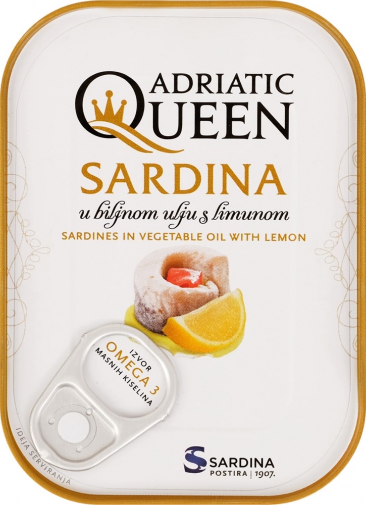 Сардины Адриатик Квин 105 в растительном масле с лимоном