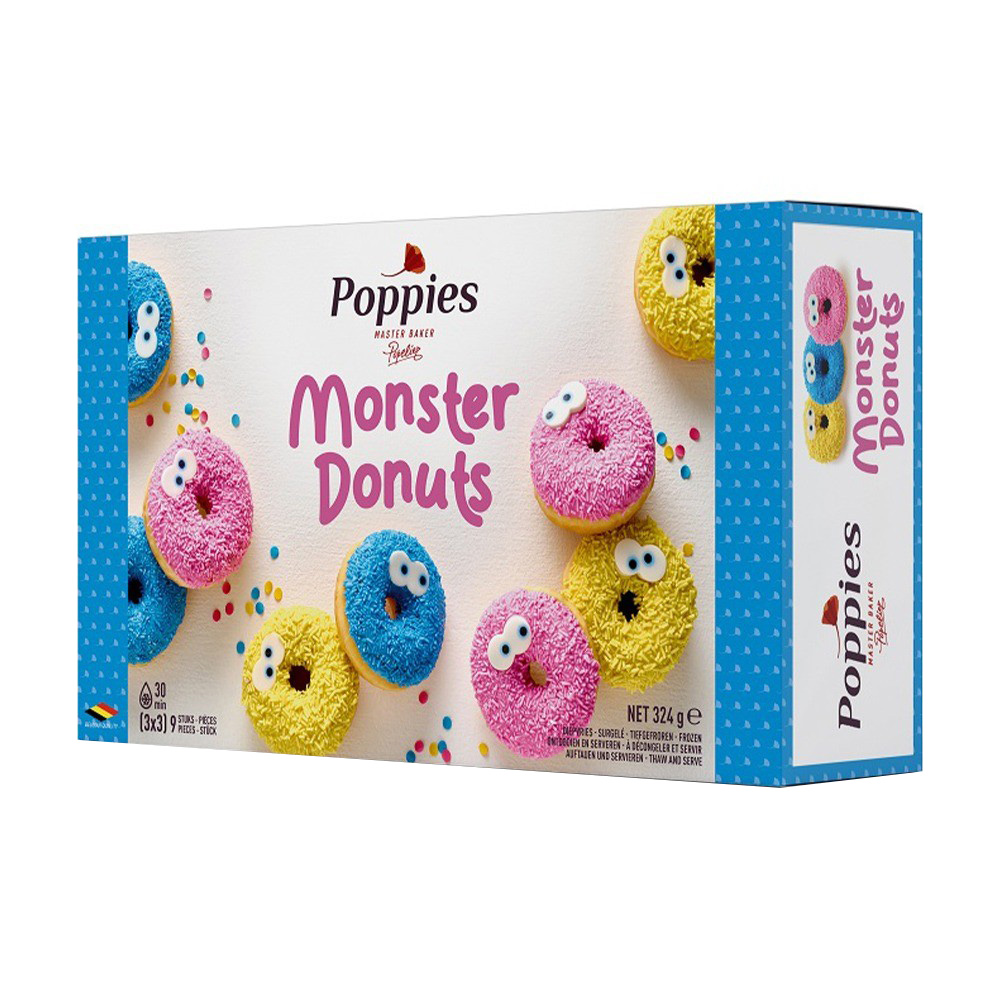 Пончики Poppies 324г Monster Donuts Medi в 3 вкусах замороженные Бельгия (9)