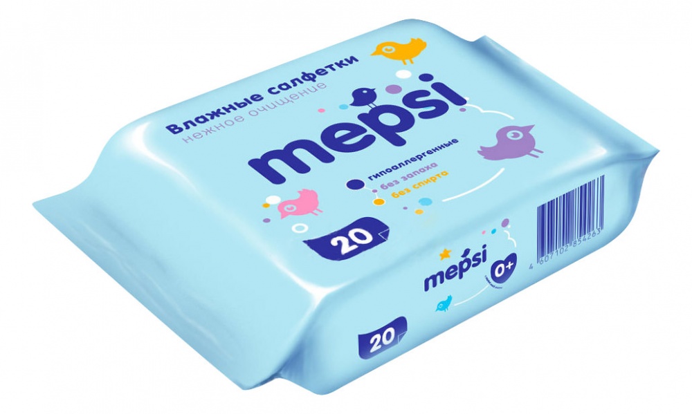 Салфетки Мепси 20шт влажные Нежное очищение