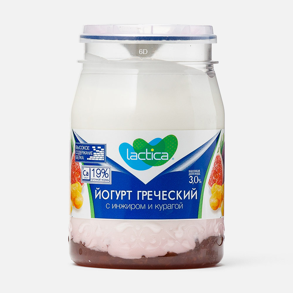 Йогурт двухслойный Лактика 190г Греческий с инжиром и курагой 3%