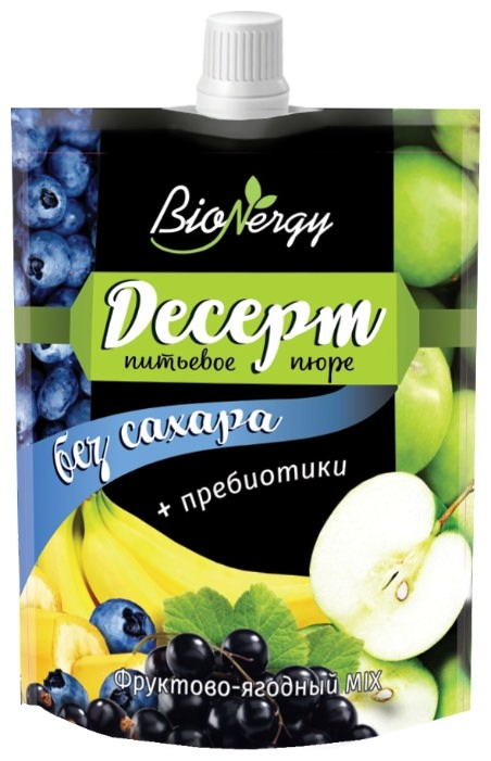 Десерт фруктово-ягодный БиоЭнерджи голубика-яблоко-ч.смородина-банан 140г д/п