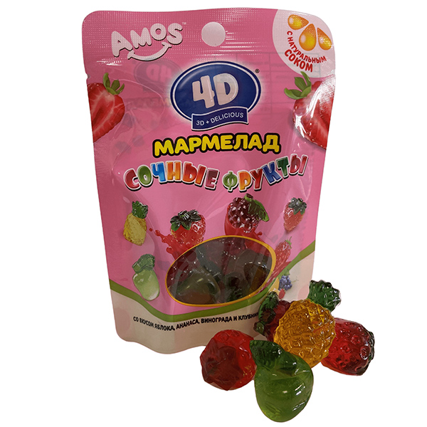 Мармелад Амос 4D 65г Конструктор микс вкусов лимон, клубника, яблоко