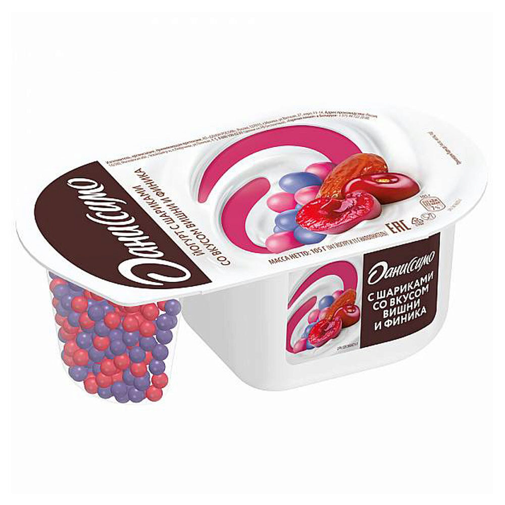 Йогурт Даниссимо 105г Фантазия Вишня-Финик 6,9% ст