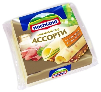 Сыр Хохланд 150г плавл. Ассорти ломтики