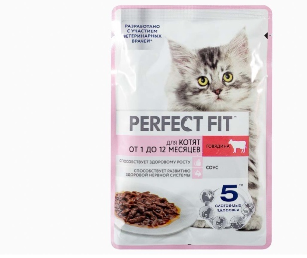 Корм Перфект Фит 75г соус д/котят с Говядиной