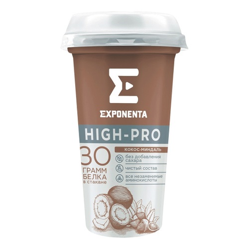 Напиток кисломолочный Экспонента 250г HIGH-PRO кокос-миндаль мжд 0%