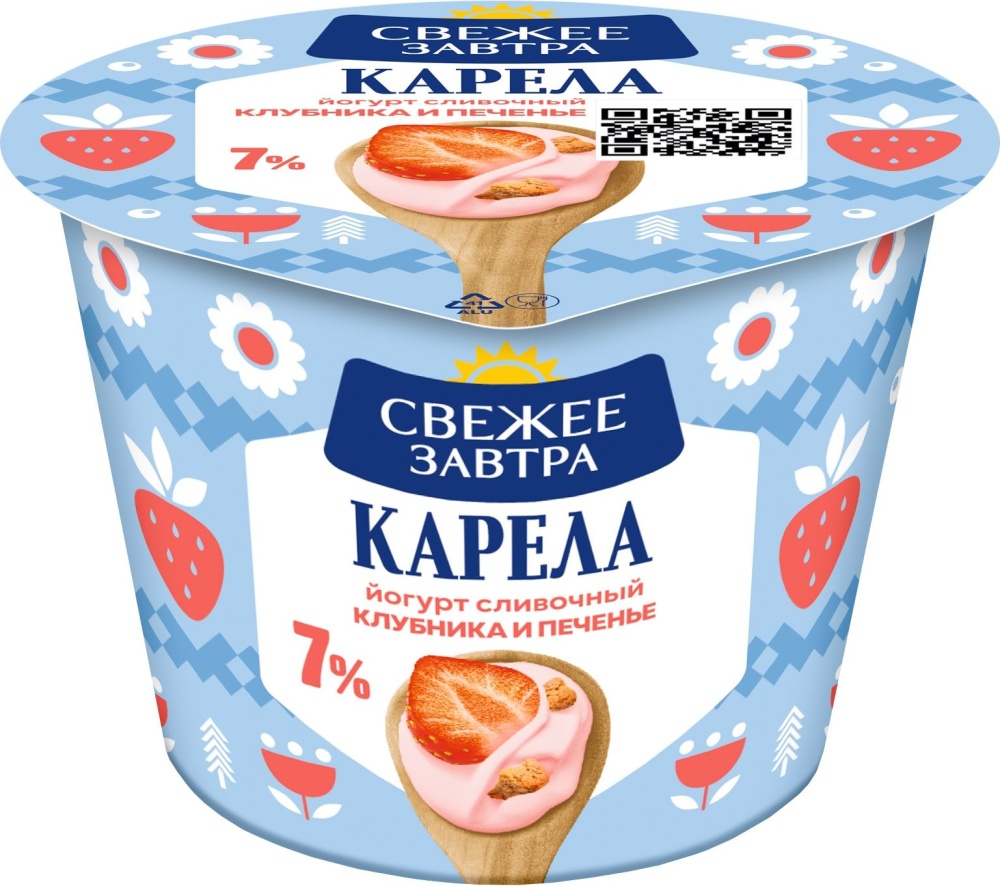 Йогурт Свежее Завтра 180г Клубн-печенье 7% пл/ст