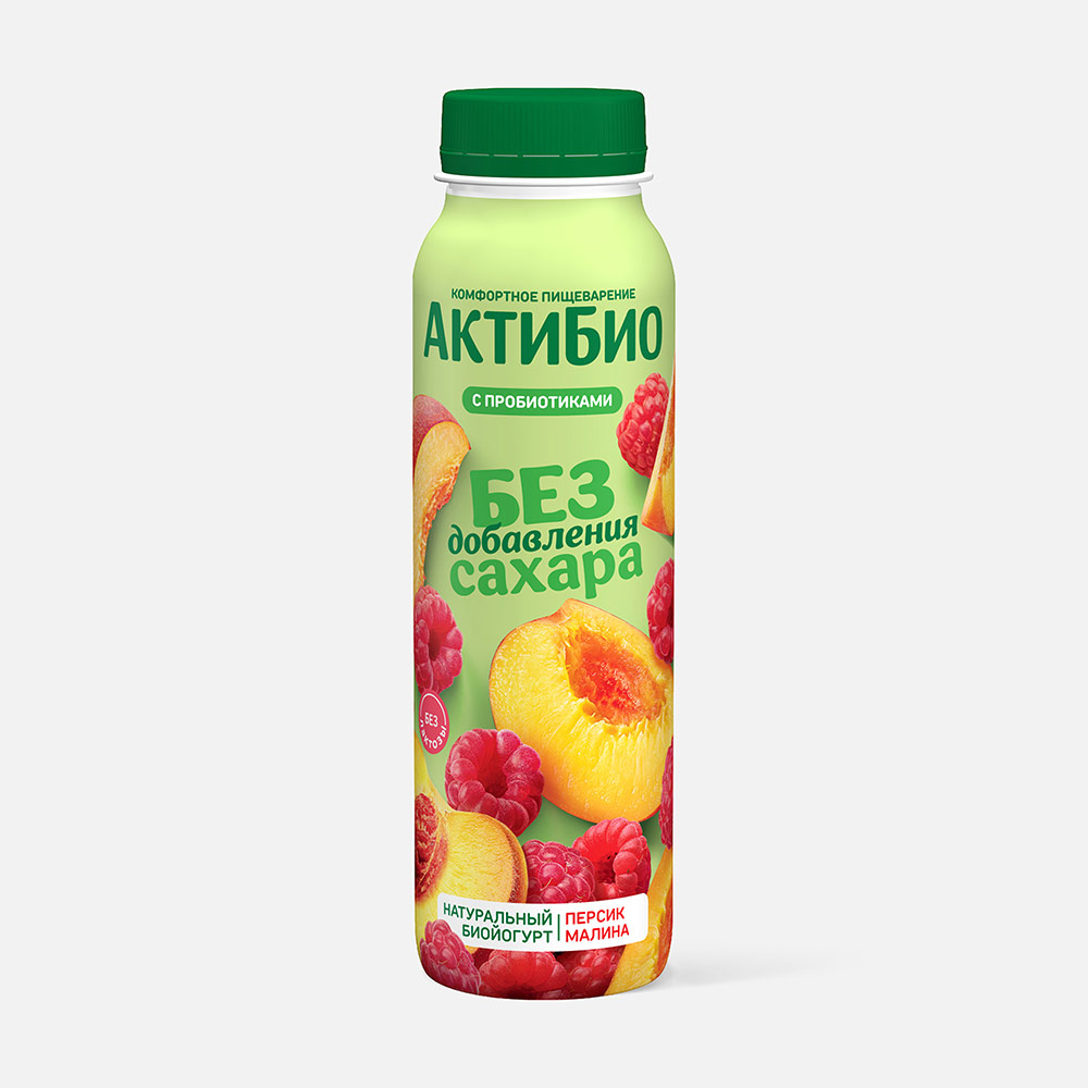 Йогурт АктиБио 260г Персик-Малина без сахара 1,5% бут