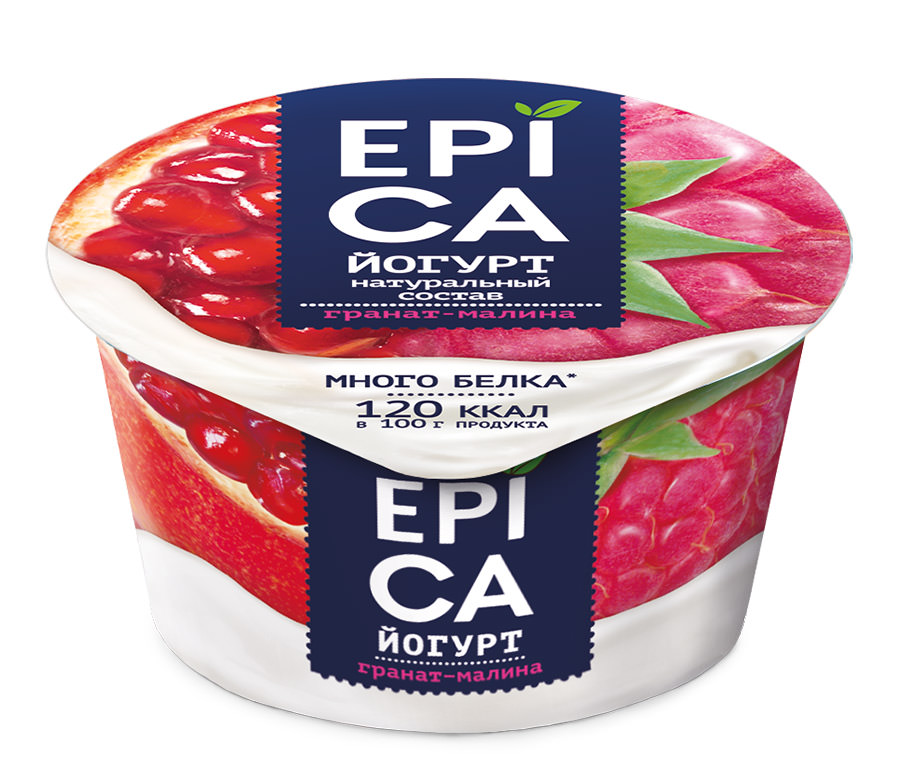 Йогурт Эпика 130г натуральный Гранат-малина 4,8%