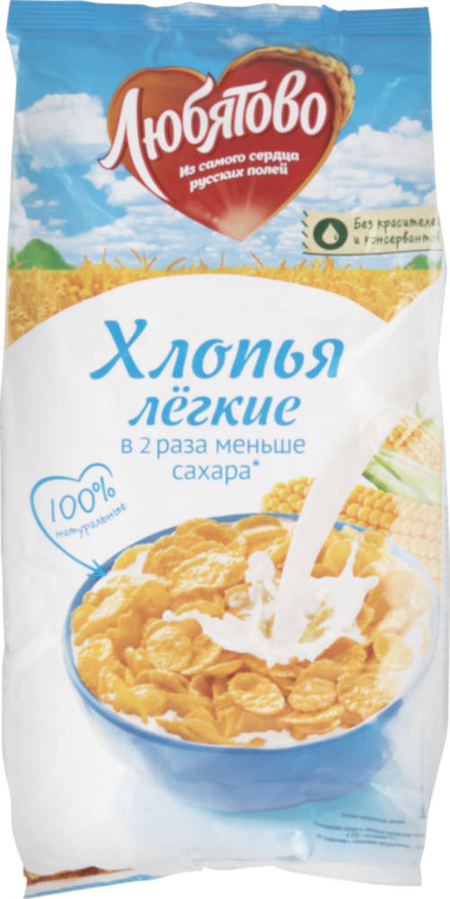 Любятово хлопья кукурузные 270г легкие