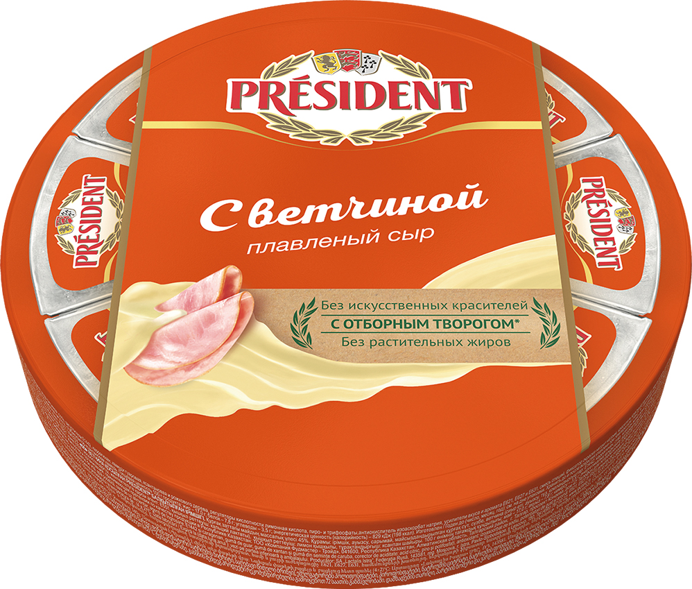 Сыр Президент 140г плавленный с ветчиной