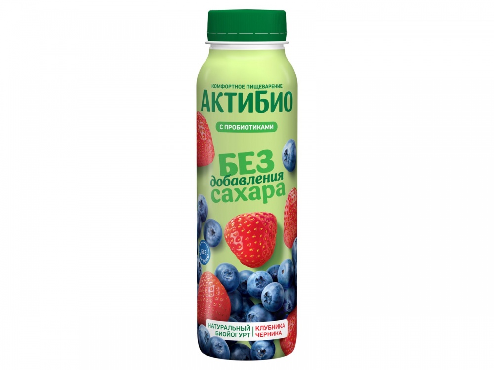 Йогурт АктиБио 260г Клубника-Черника без сахара 1,5% бут
