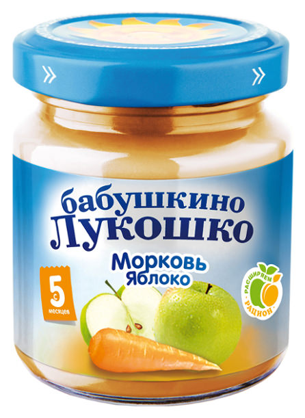 Бабушкино Лукошко Пюре 100гр яблочное с морковью