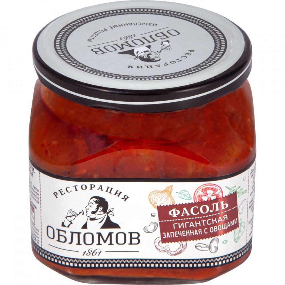 Фасоль Ресторация Обломов 350г Гигантская запеченная с овощам с/б