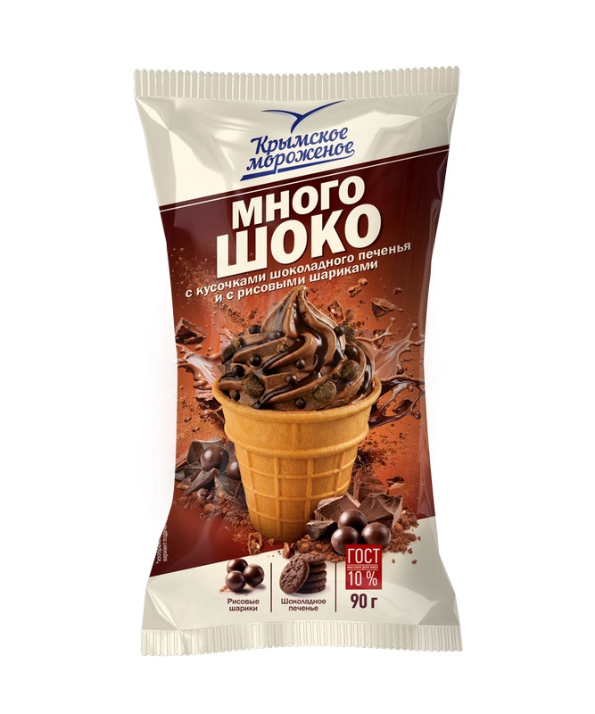 Мороженое Крымское 90г Много Шоко с печеньем и шариками стакан (30)