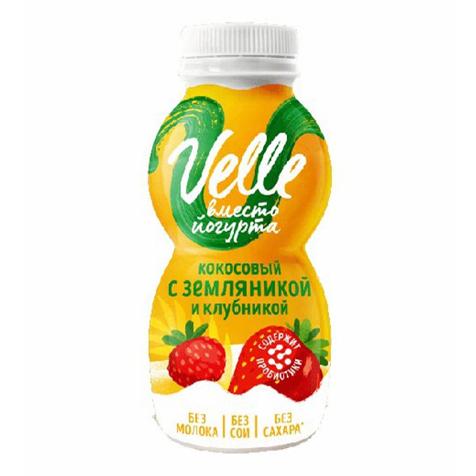 Продукт растительный Велле 230г Кокосовый Питьевой Клубника+Земляника