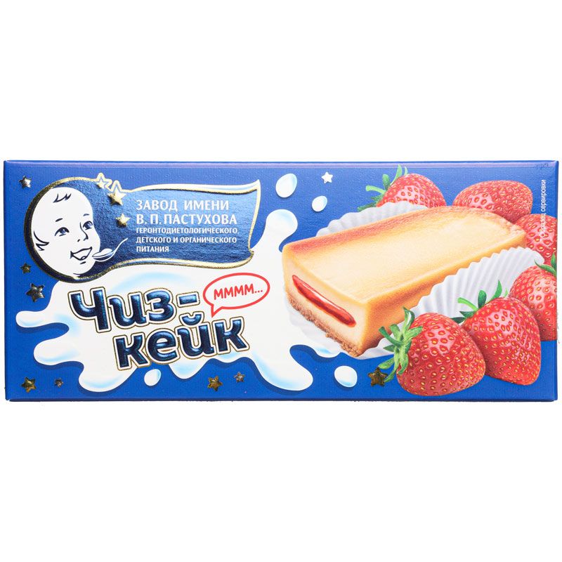 Пирожное В.П.Пастухов 40г Чизкейк с фруктовый наполнителем Клубника