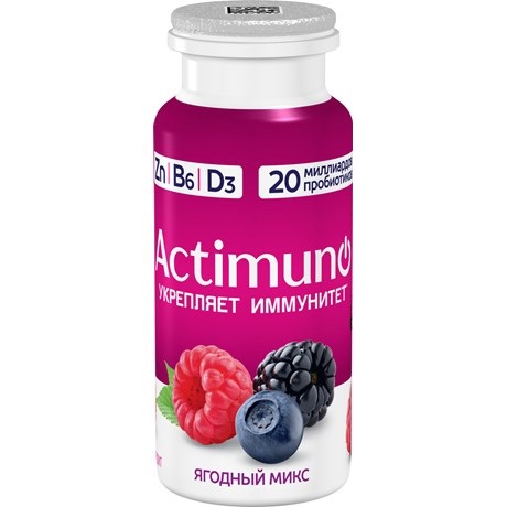 Напиток кисломолочный Актимуно 95г Ягодный микс 1,5% Бут