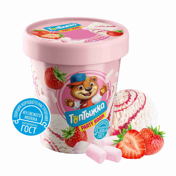 Мороженое Топтыжка 300г Ваниль-Клубника-Маршмеллоу 12%