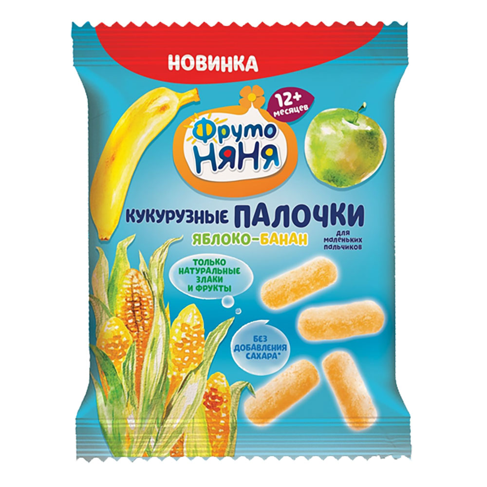 Палочки ФрутоНяня 20г Кукурузные с яблоком и банан