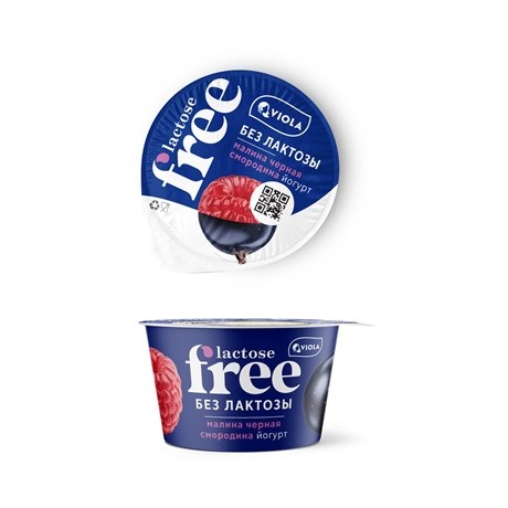 Йогурт Виола 180г FREE Малина-черная смородина безлактозный 2,7%