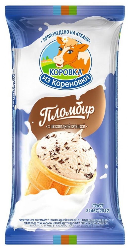 Коровка из Кореновки мороженое 80г пломбир с шок крошкой в ваф/ст (30)