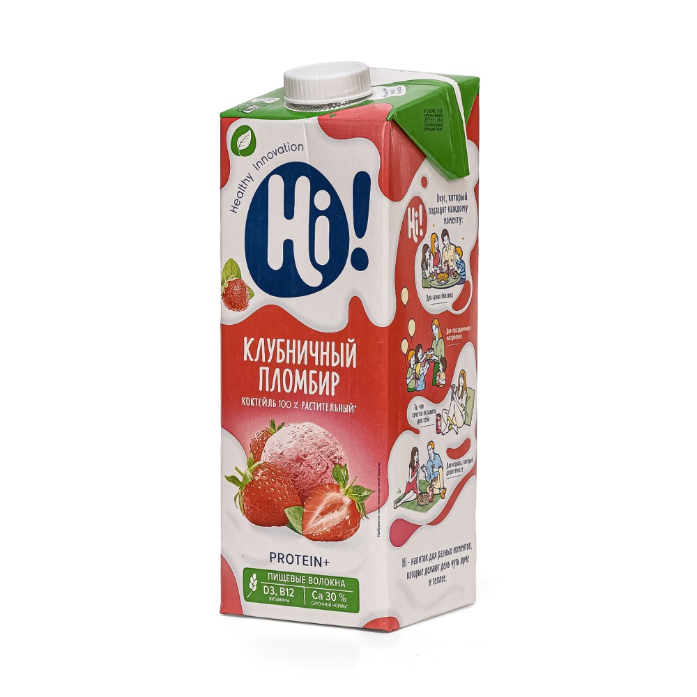 Коктейль растительный Хи 1л Клубника-Пломбир 10%