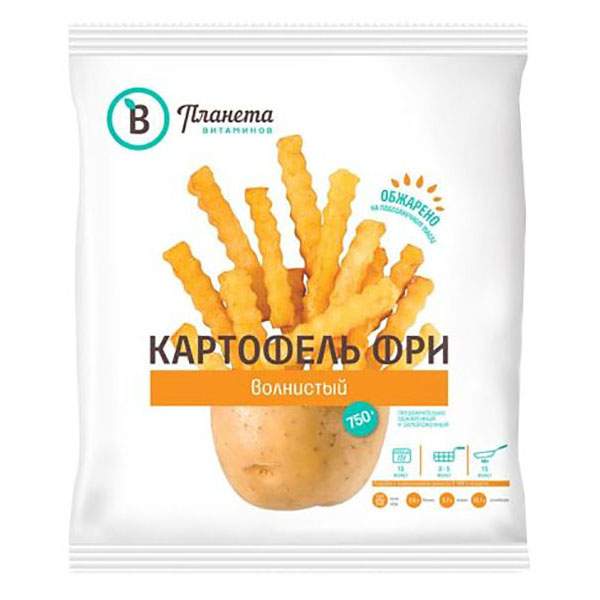 Картофель Фри Планета витаминов 750г Волнистый с/м