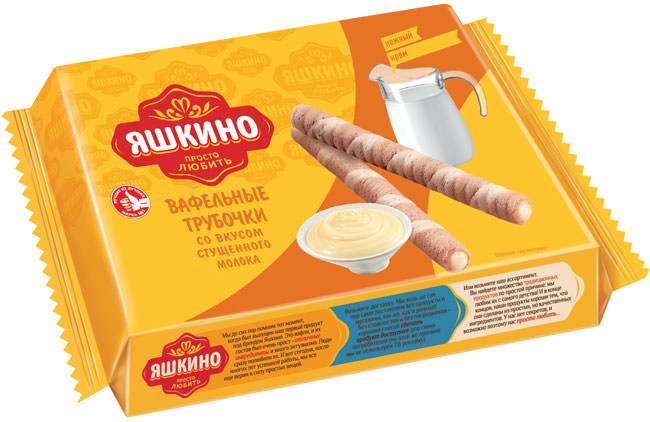 Трубочки вафельные Яшкино 190г со вкусом сгущ.молоко