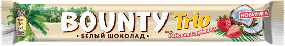 Батончик Баунти 78г Трио Райская клубника в бел.шокол.