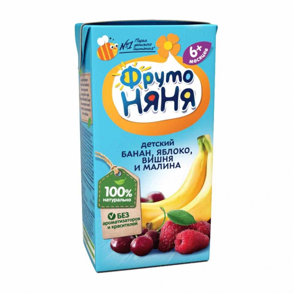 Нектар ФрутоНяня 0,2л из Банан,яблоко,вишня,малина т/п