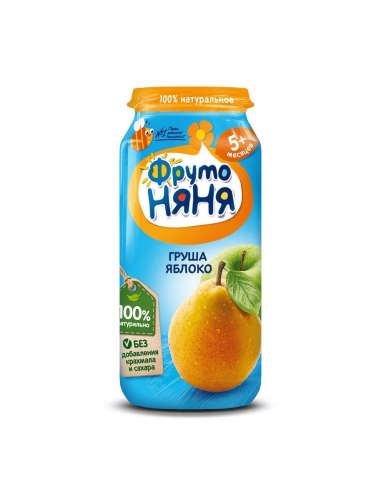Пюре ФрутоНяня 250г из Груш и яблок 5+ ст/б