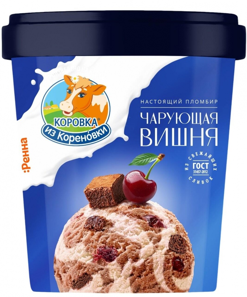 Мороженое КиК 300г Пломбир Шок-Вишня + печеньем с Шоколад крошкой (6)
