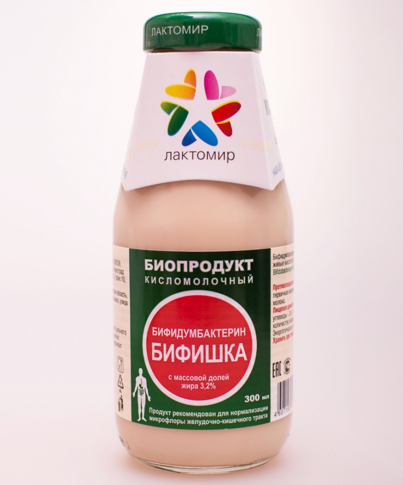Лактомир биопродукт кисломолочный 300мл Бифидумбактерин БИФИШКА ст/б 3,2%