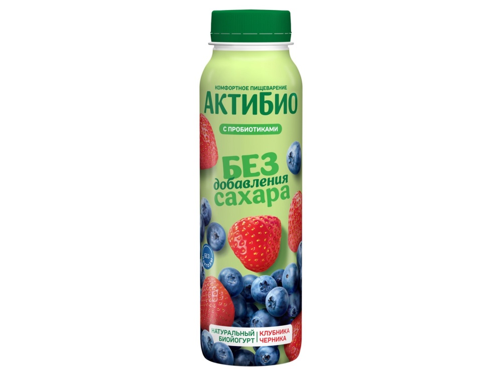 Йогурт АктиБио 260г Клубника-Черника без сахара 1,5% бут
