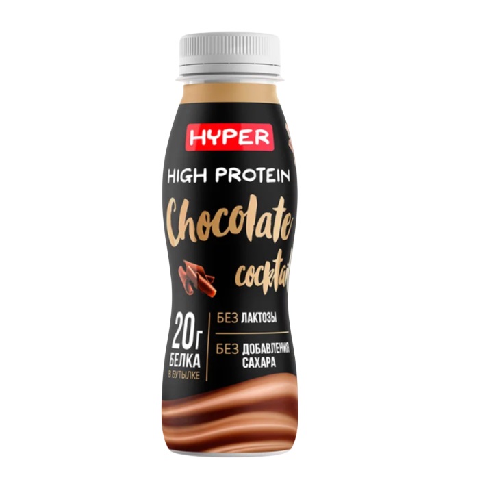 Коктейль молочный HYPER 250г Шоколад без сахара и лактозы 0,5% бут