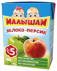 ФрутоНяня нектар 0,2л Малышам Яблоко+Персик 5мес+