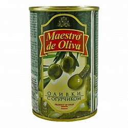 Оливки Маэстро де Олива 300г на огурчике в ол.масле ж/б