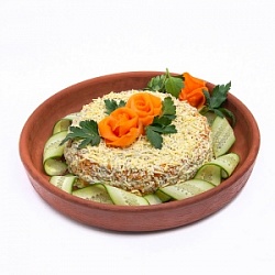 Торт печеночный с морковью и луком вес.