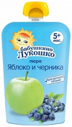 Бабушкино Лукошко пюре 90г Яблоко+Черника 5мес+ пауч