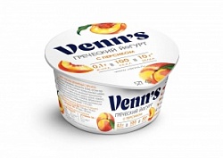 Йогурт Venn s 130г Греческий обезжиренный с персиком 0,1%