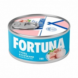 Тунец Фортуна 185г кусочками в с/с ж/б