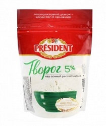 Творог Президент 450г Рассыпчатый 5% дой пак