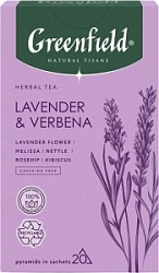 Чай Гринфилд Тизан 20*1,8г Лаванда энд Вербена(пирамидки) Чай Гринфилд Тизан 20*1,8г Лаванда энд Вербена(пирамидки)