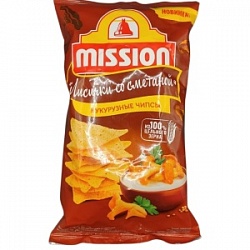 Чипсы Миссион 150г кукурузные со вкусом лисички со сметаной Чипсы Миссион 150г кукурузные со вкусом лисички со сметаной