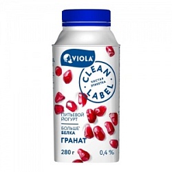 Йогурт питьевой Виола 280г Гранат Clean Label
