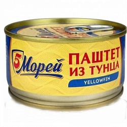 Паштет 5Морей 120г из тунца желтоперого стерилизованный ж/б Паштет 5Морей 120г из тунца желтоперого стерилизованный ж/б