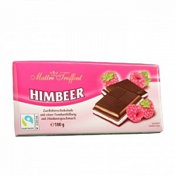 Шоколад Мэтр Трюффо 100г с малиново-кремовой начинкой