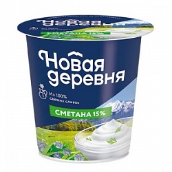 Сметана Новая Деревня 300 г эко 15% стак